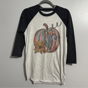 Fall pumpkin raglan shirt Luckybird clothing size S